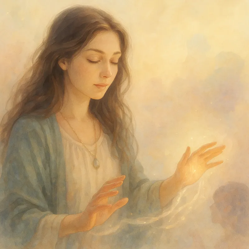 遠隔ヒーリングをする女性占い師